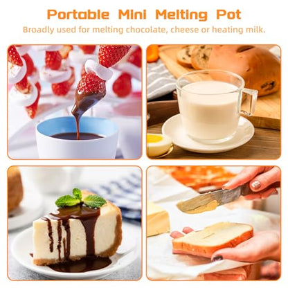 Mini Chocolate Melting Pot, Chocolate Fondue Fountain, 8.79OZ Warmer Machine for Milk Chocolate, Cheese, Butter, Candy (Red)