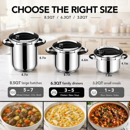 MICHELANGELO 6.3QT/6L Stainless Steel Stovetop Pressure Cooker Set