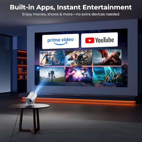 [Built-in Apps] CLOKOWE Mini Projector with WiFi and Bluetooth, 2026 Upgraded 1080P Smart Portable Projector with 180° Rotation, Auto Keystone, Compatible with iPhone/Android/Laptop/TV Stick/HDMI/USB