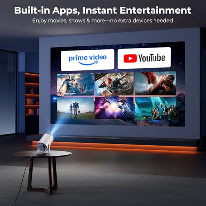 [Built-in Apps] CLOKOWE Mini Projector with WiFi and Bluetooth, 2026 Upgraded 1080P Smart Portable Projector with 180° Rotation, Auto Keystone, Compatible with iPhone/Android/Laptop/TV Stick/HDMI/USB