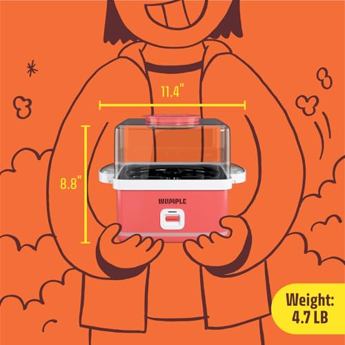 Wumple Popcorn Machine with Bowl - 12 Cup Electric Popcorn Maker for Home Movie Nights & Parties - Countertop Popcorn Popper - Red