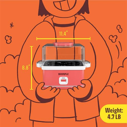 Wumple Popcorn Machine with Bowl - 12 Cup Electric Popcorn Maker for Home Movie Nights & Parties - Countertop Popcorn Popper - Red