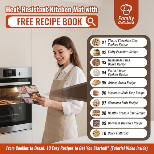 Silicone Baking Mat with 10 Quick Recipes, Extra Thick Silicone Mats for Baking, Non Stick Pastry Mat,Reusable kneading Dough Rolling Mat for Cookie, Macaron, Bread, Pizza-Tutorial Video Included