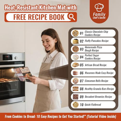Silicone Baking Mat with 10 Quick Recipes, Extra Thick Silicone Mats for Baking, Non Stick Pastry Mat,Reusable kneading Dough Rolling Mat for Cookie, Macaron, Bread, Pizza-Tutorial Video Included