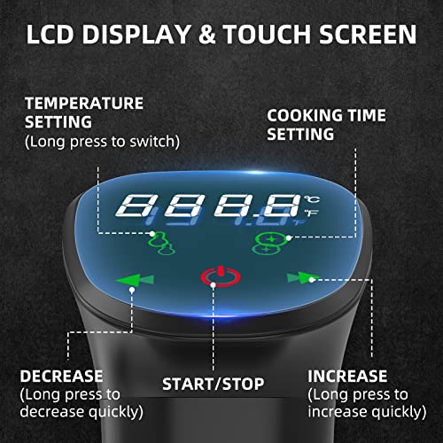Sous Vide Machine-Suvee Cooker-Rocyis Sous Vide Kit with Lid, Recipes-1000W Fast Heating Immersion Circulator/Accurate Temperature and Timer/Digital Touch Screen, Stainless Steel (US Standard)