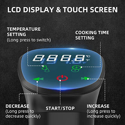 Sous Vide Machine-Suvee Cooker-Rocyis Sous Vide Kit with Lid, Recipes-1000W Fast Heating Immersion Circulator/Accurate Temperature and Timer/Digital Touch Screen, Stainless Steel (US Standard)