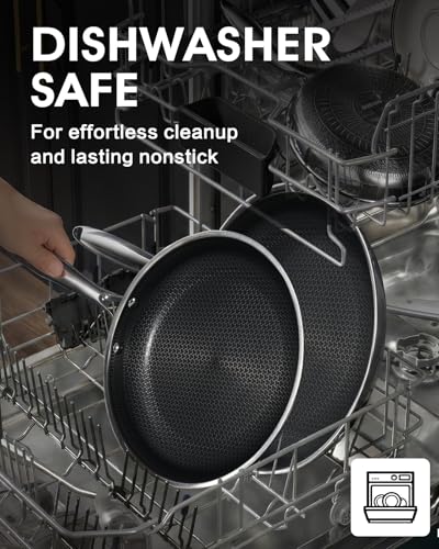 Non Stick 8 Inch Frying Pan with Lid, Hybrid Nonstick Stainless Steel Skillet Pan with Stay-cooling Handle, PFOA Free Non Toxic Dishwash & Oven Safe Kithchen Cookware Set Compatible All Cooktops