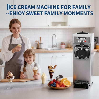 GarveeLife Commercial Soft Serve Ice Cream Machine - 21.2 QT/H Yield, 1500W Single-Flavor Countertop Maker with 6L Hopper, Touchscreen & Auto-Clean | Perfect for Restaurants & Snack Bars
