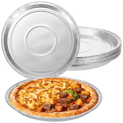 10 Pcs Disposable Pizza Pans - 12 Inch Round Pizza Pan - Aluminum Foil Bakeware Trays, Oven Safe Bulk Set for Kitchen, Restaurant & Home Holiday Activities Accessories