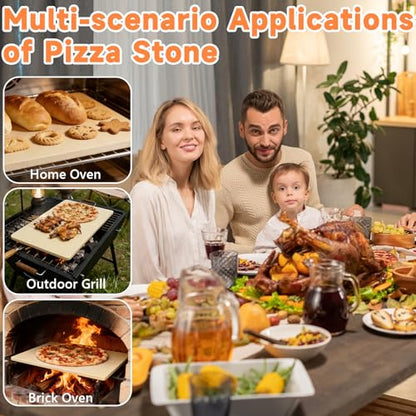 Tcatec Pizza Stone for Grill, 23.6''x15.7'' Extra Large Pizza Stone for Oven BBQ, Heavy Duty Rectangle Baking Stone for Bread