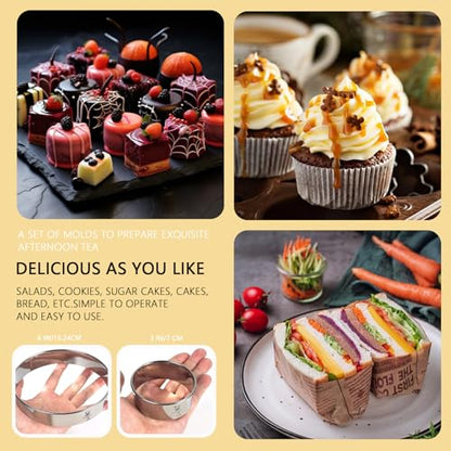 CUTENJOY 6 PCS Round Cookie Cutters (2, 3, 3.5, 4, 5, 6 Inch), Stainless Steel Biscuit Cutters For Baking, Large Circle Cookie Cutter for Baking, Pastry, Donuts, Fondant, Sandwich