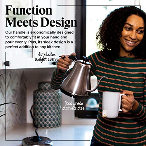 Gooseneck Electric Kettle with Temperature Control - 0.8L Stainless Steel & BPA Free Plastic - Custom Temp Presets for Teas & Coffee - Keep Warm Option