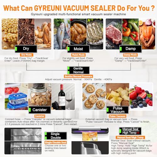 Vacuum Sealer Machine for Food with App,Double Heat Seal,Bag Storage