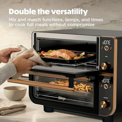 Ninja Double Oven Pro Smart XL Countertop Oven & Air Fryer | 30.2 Qt Capacity |12-in-1 Versatility with Smart Finish & DualZone Tech to Cook 2 Meals at Once | Fit up to 4.5lb Chicken | Onyx | DCT801BK