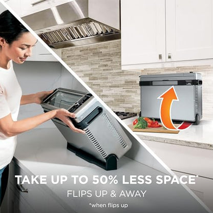Ninja Digital Air Fryer & Toaster Oven | 8-in-1 Functionality | Flip-Up Design | XL Capacity | Air Fry Basket, Sheet Pan, Wire Rack & Crumb Tray | 1800 Watt | Silver | SP101