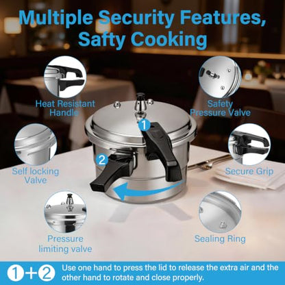 5.2Qt Stovetop Pressure Cooker with Steam Tray Pressure Cooker Non Electric