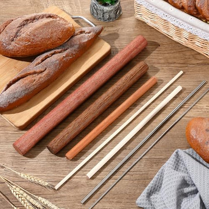 Baderke 7 Pcs Italian Rolling Pins Set Wood and Stainless Steel Pasta Rolling Pin Dough Pasta Roller for Making Wontons, Dumplings, Pastas, Ramen, Udon Noodles, Flat Bread, Tortillas