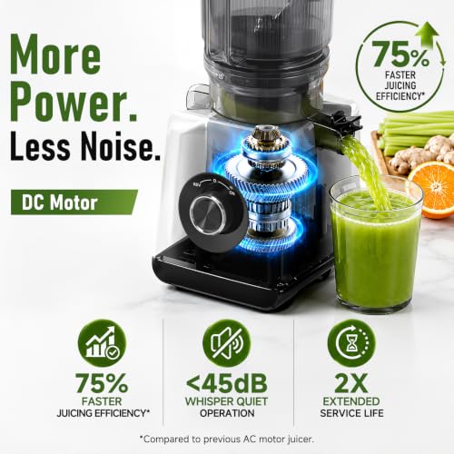 AAOBOSI 3-in-1 Cold Press Juicer Machine, 6.5" Wide Chute, Slow Juicer Designed for Faster Juicing with Whole Fruits & Veggies, Easy to Clean and Clog-Resistant, for Nut Milk & Sorbet