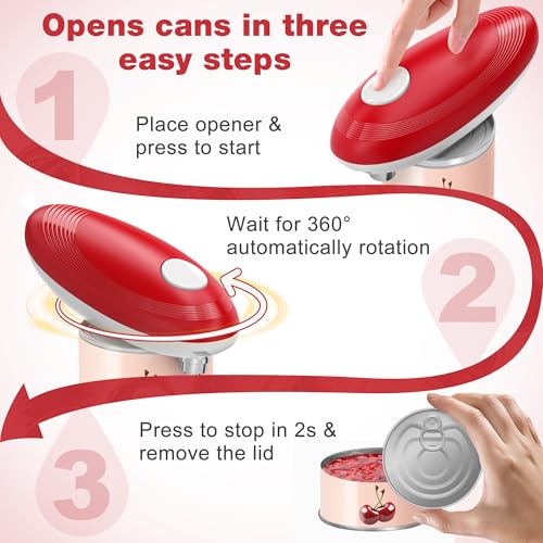 Electric Can Opener, Food Safe Automatic Can Opener with Smooth Edge, Open Your Cans with A Simple Press of Button, Can Opener Electric Kitchen Gifts for Seniors and Arthritis