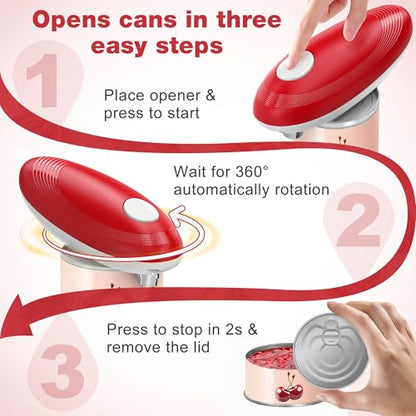 Electric Can Opener, Food Safe Automatic Can Opener with Smooth Edge, Open Your Cans with A Simple Press of Button, Can Opener Electric Kitchen Gifts for Seniors and Arthritis
