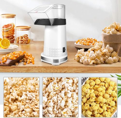 Popcorn Machine Hot Air Popper - 16-Cup Large Capacity Electric Popcorn Maker for Home Movie Night, 1200W Fast Popping Oil-Free Healthy Snack Maker for Kids & Party, White