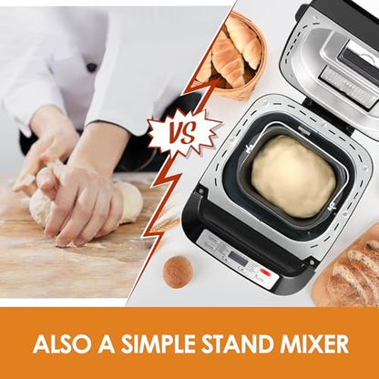 Kitchen in the Box 2lb Bread Maker with Auto Fruit Nut Dispenser, 12-in-1 Gluten-Free Bread Machine, 13H Delay Timer, Nonstick Pan, Keep Warm (Black)