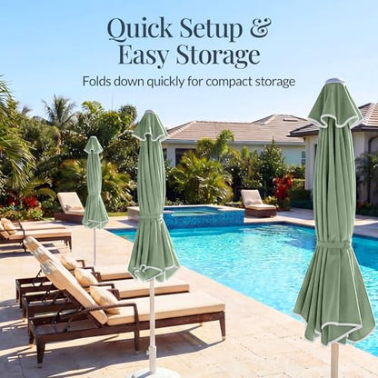 Best Choice Products 7.5ft Patio Market Umbrella with Wavy Trim, UV-Fade-Resistant 210g Canopy, Crank & Tilt, Wind Vent, Heavy-Duty Frame - Sage Green