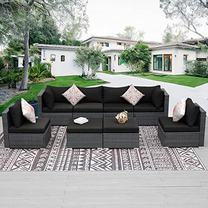 NICESOUL 20-Piece 27“x27 Patio Cushion Covers for Outdoor Furniture, Olefin Fade/UV-Resistant Sectional Couch Replacement Cover with Zipper, Woven Durable Slipcovers for Yard, Machine Washable, Black