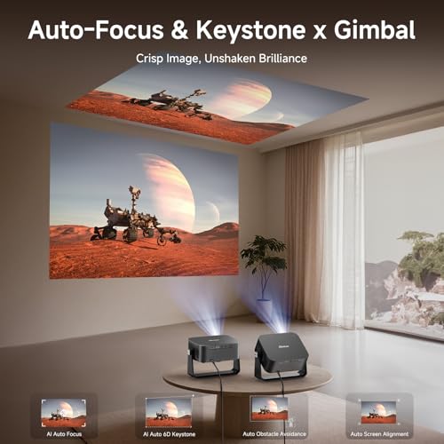 [2000 ANSI/Auto Focus & Keystone/Built-in APP] 4K Outdoor Projector with Wifi and Bluetooth, Smart Portable Projector with Built in Apps YouTube/PrimeVideo & Dolby, Home Theater Projector with HDR10+