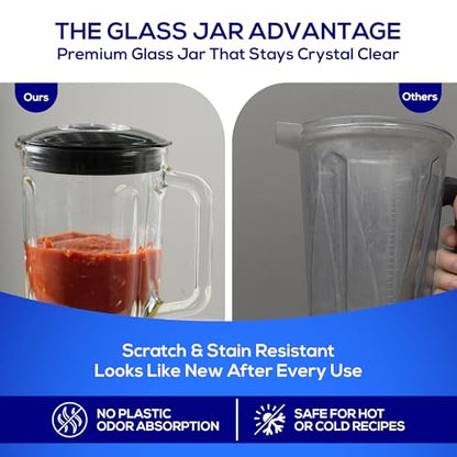 Universal 550W Mass Vital Blender - Glass Jar 57 Oz/1.8 Quart/1.7 Liter - 7-cup, 2 Speed + Pulse Function and 4 Stainless Steel Blade with Chrome Steel Technology