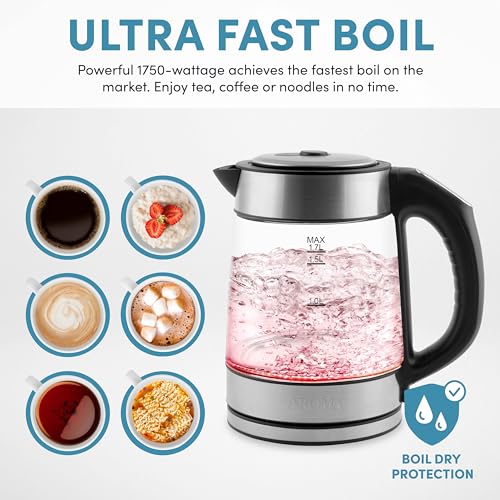AROMA® Professional 1.7L / 7-Cup Digital Glass Water Kettle (AWK-170D)