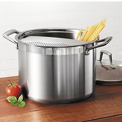 Tramontina Lock & Drain Stainless Steel 8-Quart Pasta Pot with Lid and Strainer