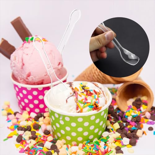 yuntop 100PCS Tasting Spoons Ice Cream Dessert Taster Spoons Plastic Mini Spoons Disposable Dessert Spoons for Miniature Dessert Cups, Sampling, Small Catering Supplies, Tasting Party (Clear)