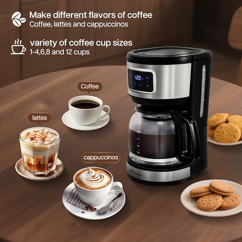 HousesAid 12 Cup Programmable Drip Coffee Maker, Touchscreen Brewer...