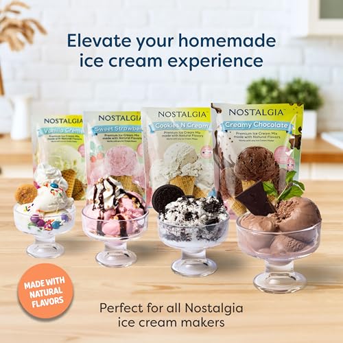 Nostalgia Electric Ice Cream Maker – Wood Bucket Parlor Style, Old Fashioned Soft Serve Ice Cream Machine Makes Frozen Yogurt or Gelato in Minutes - Fun Kitchen Appliance – White & Aqua - 4 Quart