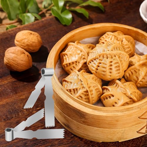 2Pcs Maamoul Tweezers Tongs, Maggash Manqat Pastry Tools Cookie Maker Dough Scraper Press, Stainless Steel Pastry Tongs Baking Crimper Tool for Decorating and Sealing Cookies, Shakarbura, Pie Crusts