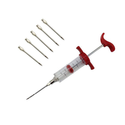 meizhouer 5 Stainless Steel Needles Spice Syringe Set BBQ Meat Flavor Injector Kithen Cooking Sauce Marinade Syringe Accessories