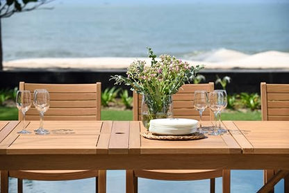 Amazonia Berlin 11-Piece Rectangular Extendable Patio Dining Set | Teak Finish | Ideal for Outdoors and Indoors
