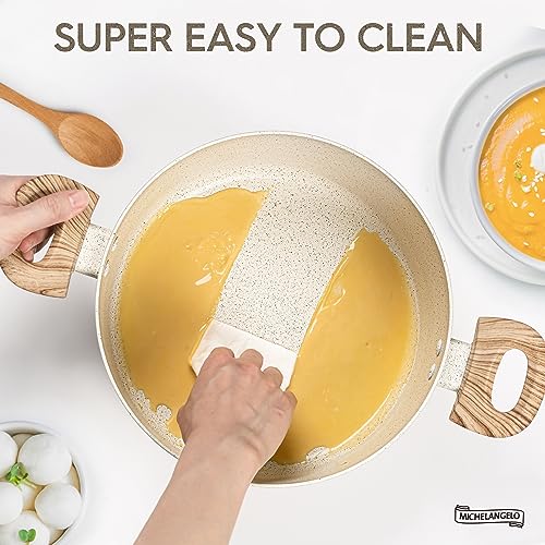MICHELANGELO Nonstick Cooking Pot - 6 Quart Soup Pot with Lid for Family Meals, Non-Toxic Stockpot with Stay-Cool Handles, Induction Ready, Easy Cleanup, PFOA & PFOS Free