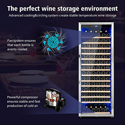 Velivi Wine Cooler Refrigerator, 179 Bottles Professional Wine Fridge with Powerful Compressor,Quiet Operation and Elegant Design for Wine Lovers