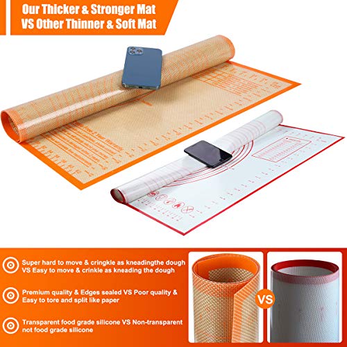 Silicone Pastry Mat 36'' By 24'' Extra Large Baking Mat with Measurements for Dough Rolling, Kneading Board, Kitchen Counter Mats for Dough, Pastry, Fondant, Pie Crust, Cookies, Bread, Pasta, Pizza