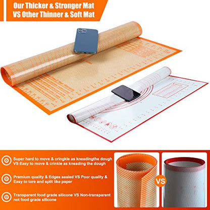 Silicone Pastry Mat 36'' By 24'' Extra Large Baking Mat with Measurements for Dough Rolling, Kneading Board, Kitchen Counter Mats for Dough, Pastry, Fondant, Pie Crust, Cookies, Bread, Pasta, Pizza