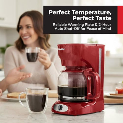 MUELLER HOME 12-Cup Red Coffee Maker