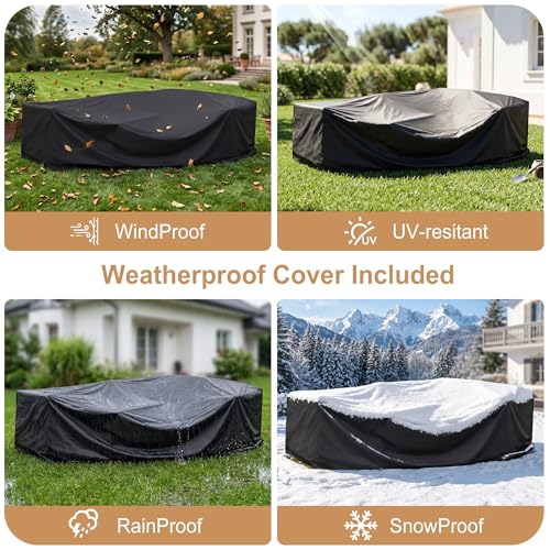 Luxury Outdoor Sectional Set 6-Seater with Thick Cushion & Waterproof Cover