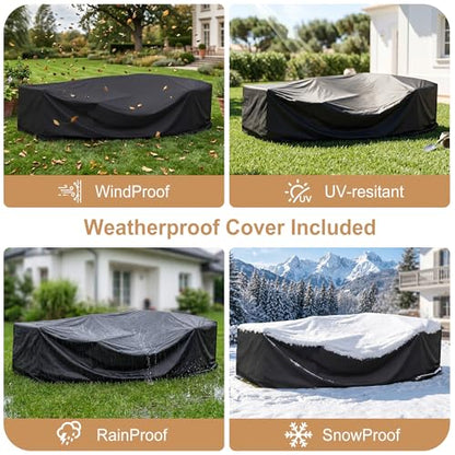 Luxury Outdoor Sectional Set 6-Seater with Thick Cushion & Waterproof Cover