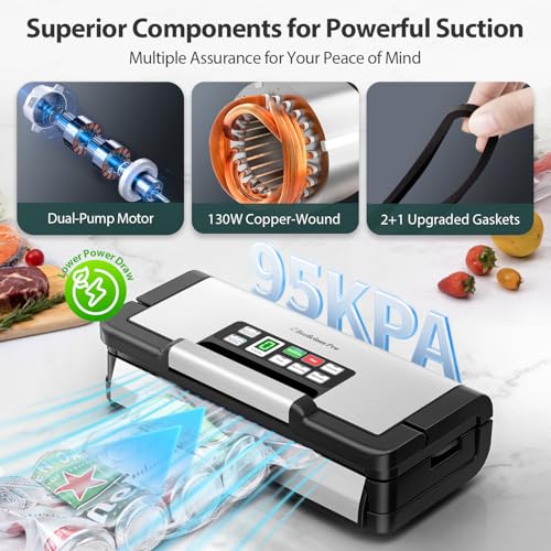 95kPa Precision Vacuum Sealer Machine for Food,Multiple Modes For Meal Prep