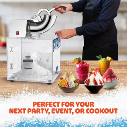 Polar Blast Snow Cone Machine - Acrylic Crushed Ice Maker Grinds Up to 500lbs of Ice Per Hour for Parties, Events, and More by Great Northern Popcorn