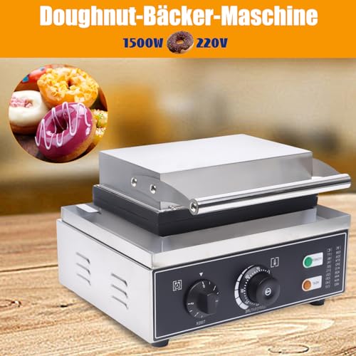 Rocoreny Mini Donut Maker, Pancakes Maker Machine,1550W Electric Commercial Waffle Donut Machine Double-Sided Heating 50-300℃ Non-Stick Coating For Professional Kitchen, Bakery, Dessert Shop (12Holes)