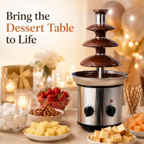 4-Tier Chocolate Fountain Machine, 60.86 oz Stainless Steel Fondue