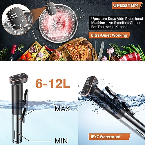 1100W Sous Vide Cooker for Steak & Tender Chicken Sous Vide Machine Ultra-Quiet Immersion Circulator with Precise Touch Control & Digital Timer, Fast Heating, IPX7 Waterproof
